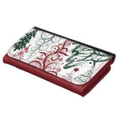 Red Green Holiday Christmas Tree Pattern Wallet