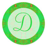 red green holiday monogram stickers