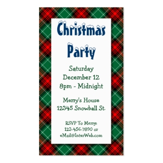 Red Green Holiday Party Invitation Business Card