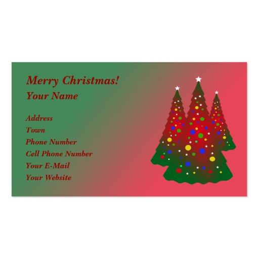 red green merry christmas tree business card zazzle red green merry christmas tree business card zazzle