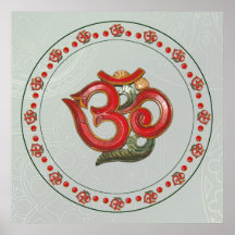 red green OM with AUM ornament Poster
