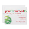 Red green ornament Christmas holiday custom party invitation