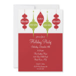 Red & Green Ornaments Holiday Party Invitation