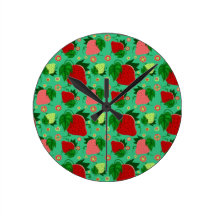 Red Green Pink Strawberries Clocks