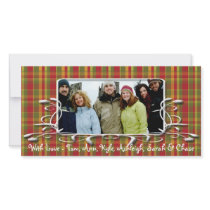 Red Green Plaid Antique Frame Holiday Family Photo photo cards by samack Red Green Plaid Antique Frame Holiday Family Photo photo cards