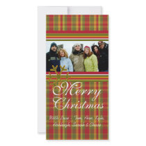 Red Green Plaid Snowflake Holiday Family Pictures photo cards by samack Red Green Plaid Snowflake Holiday Family Pictures photo cards