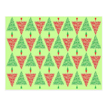 Red & Green Skull Xmas Trees Post Card