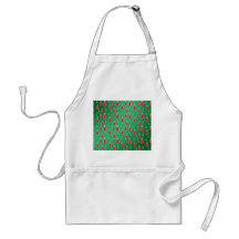 Red green snowmen on green fade aprons