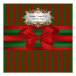 Red Green Stripe Ribbon & Bow Chrismas Personalized Invite