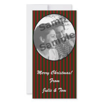 Red & Green Striped Photo Greeting Card