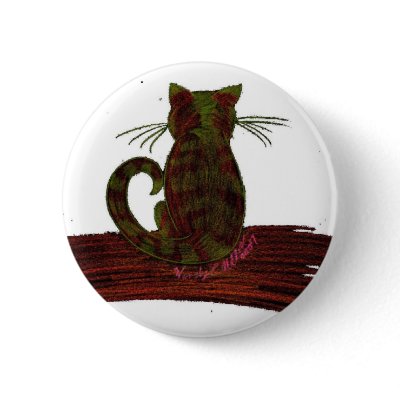 Red & Green Tabby Pinback Button by pidgiefund