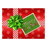 Red, Green, White Striped Christmas Photo Card
