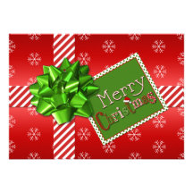 Red, Green, White Striped Christmas Photo Card