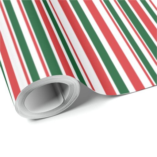 Red Green White Stripes Wrapping Paper | Zazzle