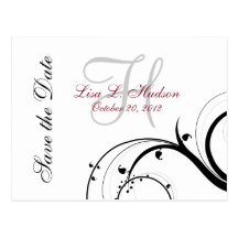 Red, Grey, Black Swirls Save the Date Postcard
