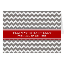 Red Grey Chevron Business From Group Birthday Greeting Cards