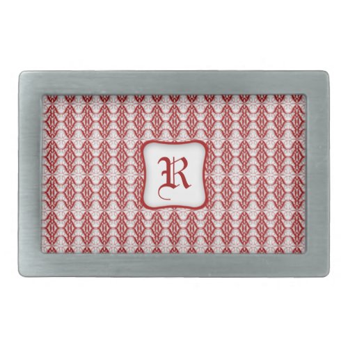 Red Grid Rectangular Belt Buckle Template