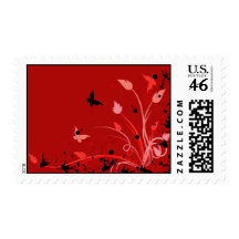 Red Grunge Butterfly Stamps