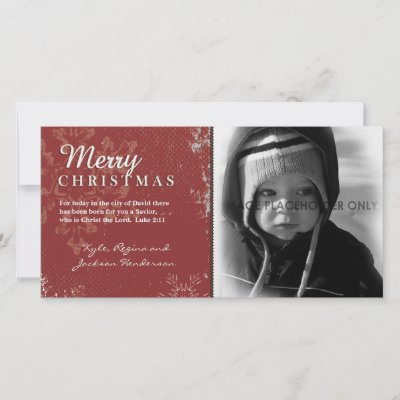 Red Grunge Christmas Photo Card