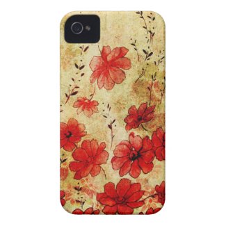 Red Grunge Floral iPhone 4 casematecase