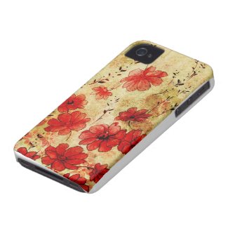 Red Grunge Floral iPhone 4 casematecase