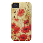 Red Grunge Floral iPhone 4 iPhone 4 Case-Mate Case
