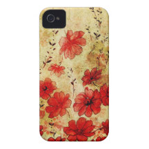Red Grunge Floral iPhone 4 iPhone 4 Case-Mate Case