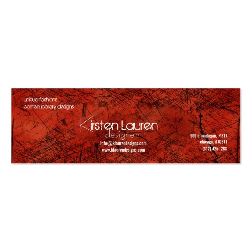 red grunge skinny business card (back side)