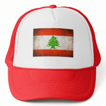 RED Grungy Lebanon Flag Hats