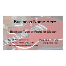 Red guitar on amp business card templates