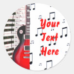 Red Guitar Piano Keys and Note Stickers