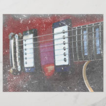 red guitar strings bridge grunge music design full color flyer
