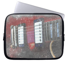 red guitar strings bridge grunge music design laptop computer sleeve