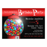 Red Gumball Machine Birthday Party Invitations
