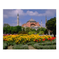 Red Hagia Sophia Museum, Turkey flowers postcards