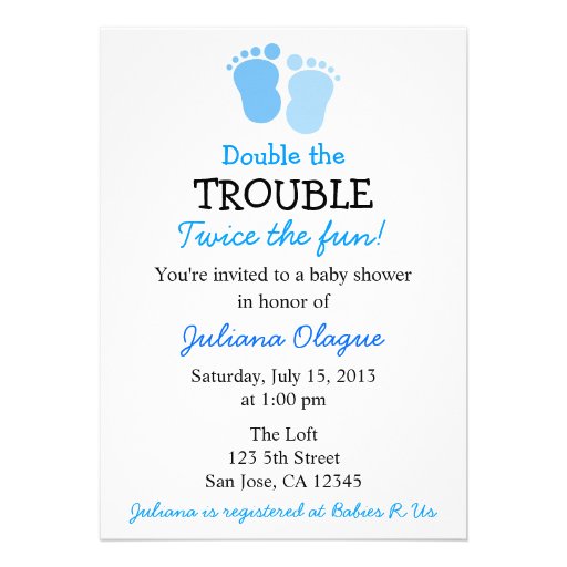 Red Hair  Double the Trouble Twin Boys Invitation