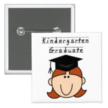 Red Hair GIrl Kindergarten Graduate  Tshirts Pins