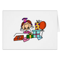 Red Hair Girl With Birthday Gifts T-shirts cards