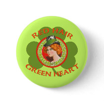 Red Hair Green Heart buttons