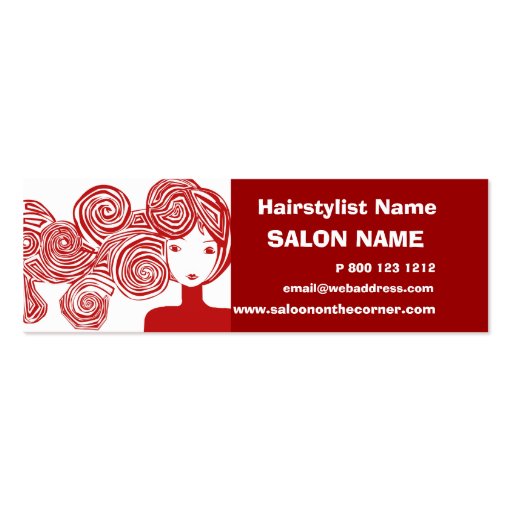 Red Hair Lady Classic Salon Hair Stylist Business Card Templates (front side)