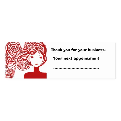 Red Hair Lady Classic Salon Hair Stylist Business Card Templates (back side)