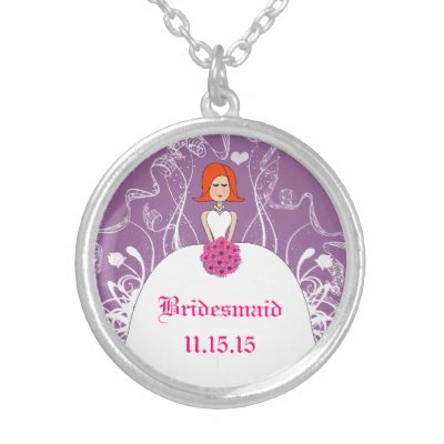 Red Hair Lavender Wedding Bridesmaid Necklace by samack
