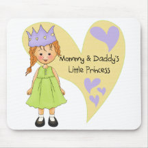 Red Hair Mommy and Daddy's Princess Mousepads