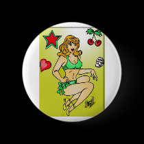 red hair pin up buttons by Chocolate_honeybee red hair pin up buttons