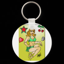 red hair pin up keychains by Chocolate_honeybee red hair pin up keychains