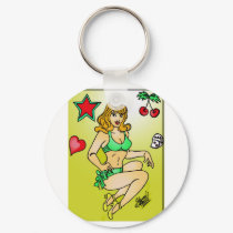 red hair pin up keychains