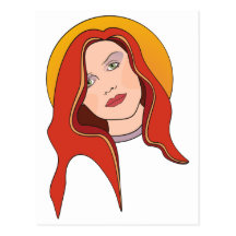 Red Hair Woman Post Card