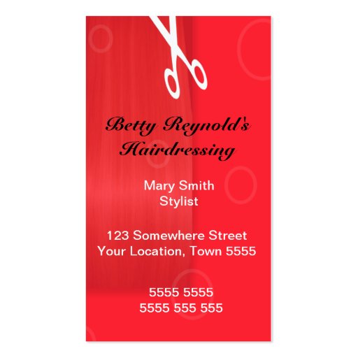Red Hairdressing Business card (front side)
