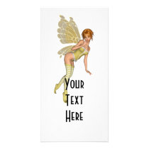 Red Haired 3D Pixie - Yellow Green Outfit Photo Greeting Card