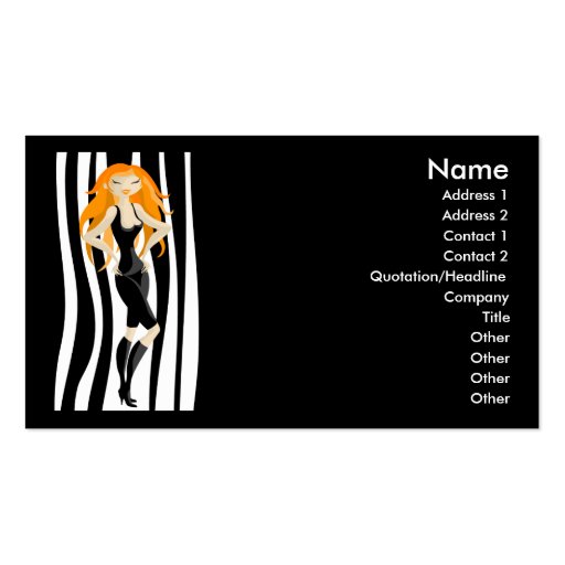 red-haired business card (front side)